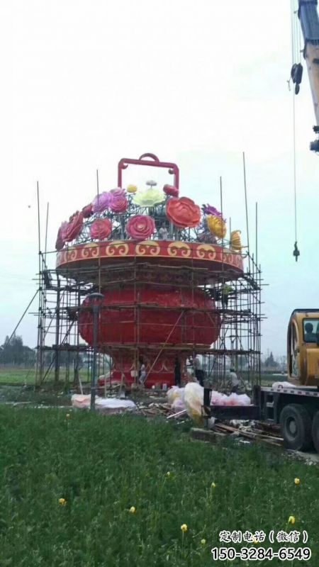 彩繪景觀花籃雕塑生產(chǎn)，景區(qū)案例，彩繪不銹鋼花籃雕塑優(yōu)選