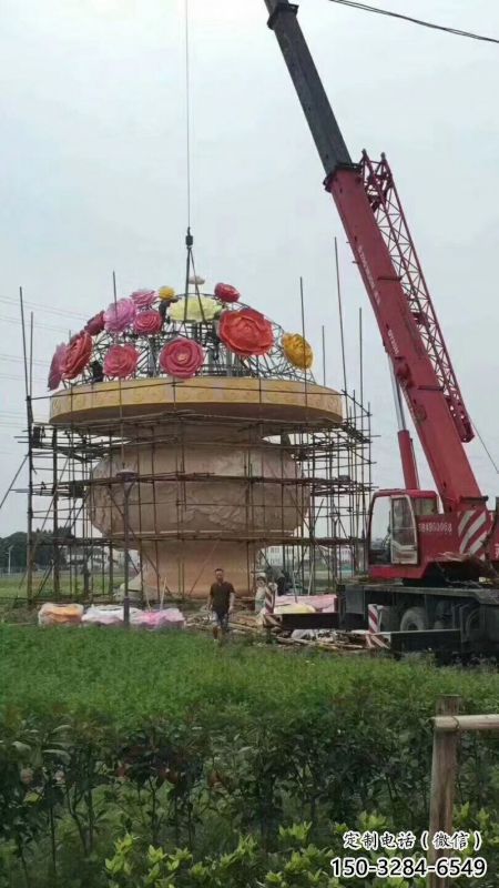 主題花籃雕塑制作，村標(biāo)概念，鍛鋼公園花籃雕塑專供