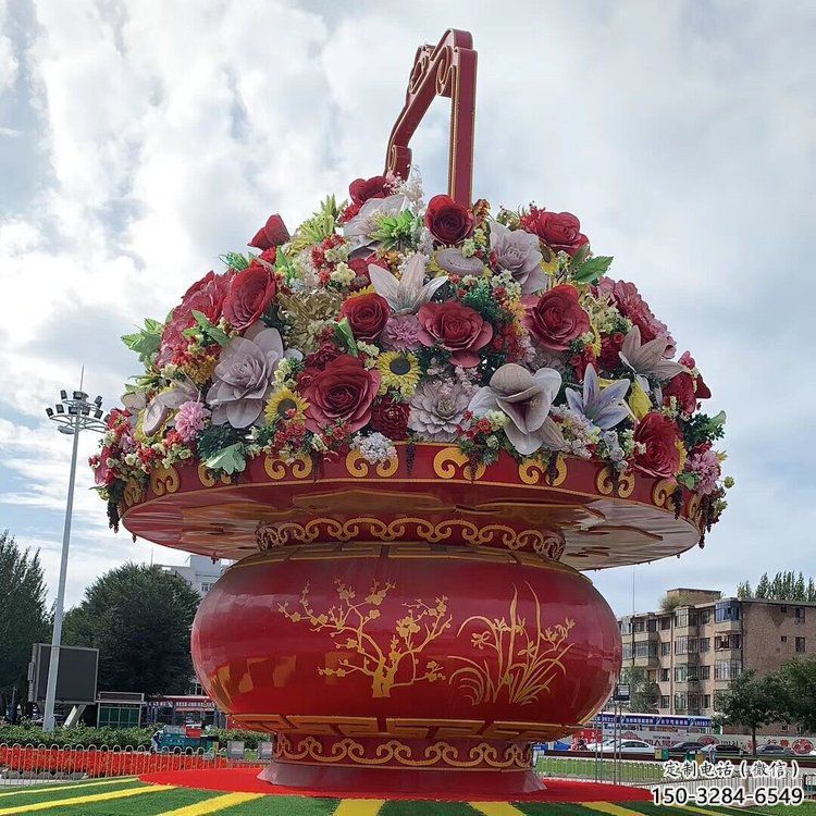 雕塑花籃景觀精選，中式工藝，園林藝術(shù)廣場(chǎng)花籃雕塑供給