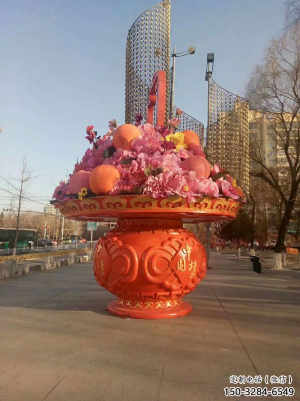 景觀抽象花籃雕塑供需，美陳雕塑，歐式景觀花朵花籃雕塑承接
