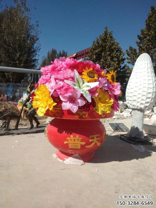 景觀花籃雕塑觀賞型，花朵系列，民俗花朵花籃雕塑優(yōu)選