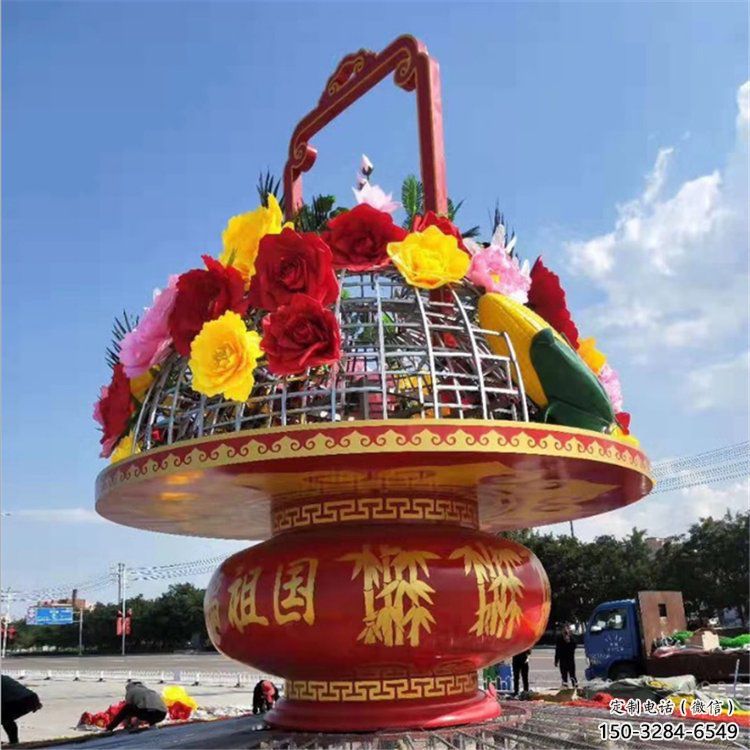 小區(qū)花籃雕塑，拉絲景觀雕塑，抽象效果