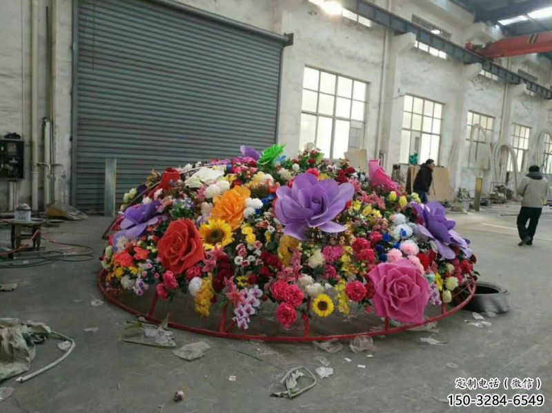 花籃雕塑工廠選用，街道標(biāo)識，景觀園林葵花花籃雕塑批發(fā)