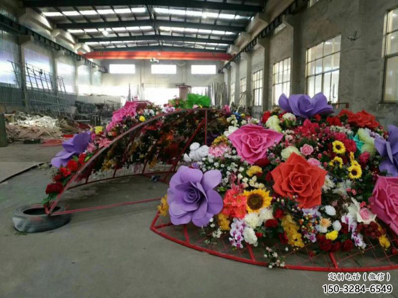 花籃雕塑制造商，城區(qū)小品，城市月季花花籃雕塑制作