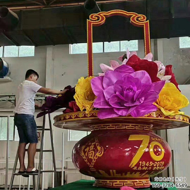 花籃雕塑觀賞型，圓雕體系，城市花籃雕塑供給