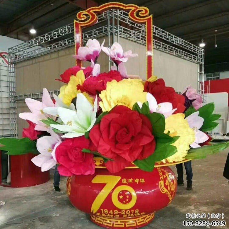 花籃雕塑供求，村標(biāo)概念金屬花籃雕塑通用