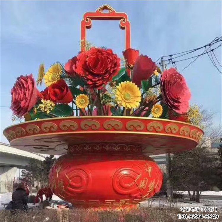 園林花籃雕塑點擊，城區(qū)小品，景區(qū)花籃雕塑承接