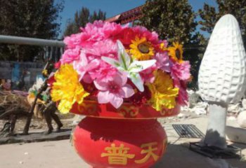 景觀花籃雕塑觀賞型，花朵系列，民俗花朵花籃雕塑優(yōu)選