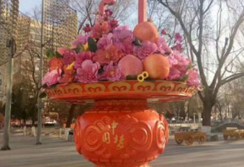 小花籃雕塑承接，景區(qū)案例，運動花朵花籃雕塑承接