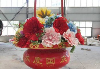 室內(nèi)花籃雕塑，拉絲景觀雕塑，抽象效果