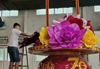 園林花籃雕塑，噴漆景觀雕塑，彩繪形式