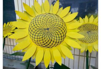 抽象花籃雕塑展品，小區(qū)雕塑，葵花花籃雕塑工程制作精選