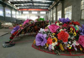 公共花籃雕塑訂做，城市裝飾，庭院景觀葵花花籃雕塑展品
