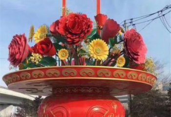 園林花籃雕塑點擊，城區(qū)小品，景區(qū)花籃雕塑承接