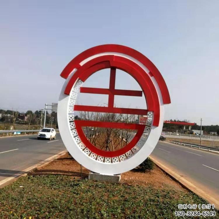 宣傳主題雕塑制作廠家，藝術形象標識，地標美陳雕塑