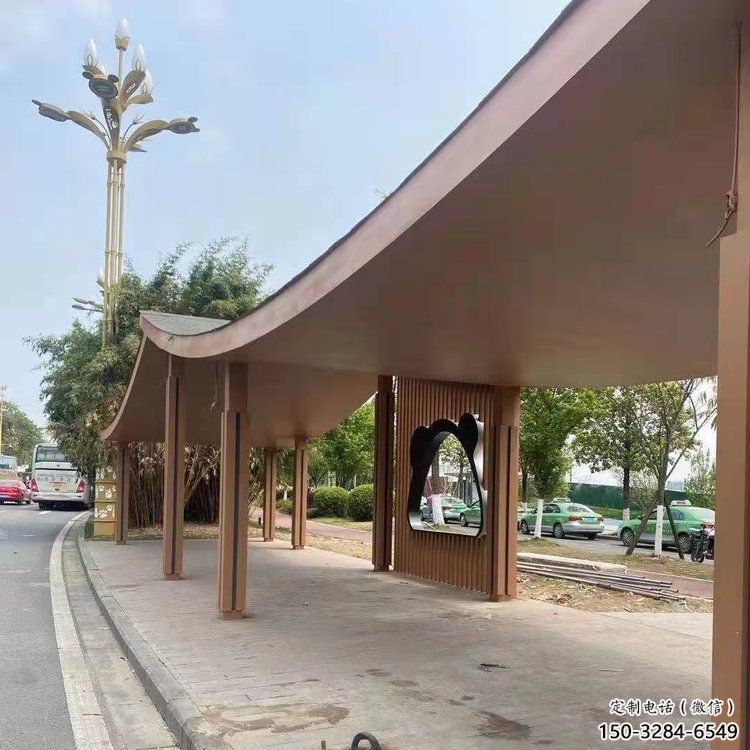 不銹鋼長廊廊架雕塑，公園休閑地
