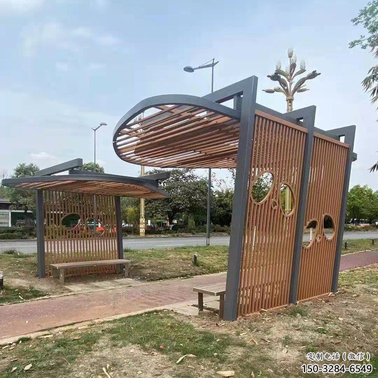 鏤空設(shè)計(jì)廊架，不銹鋼管結(jié)構(gòu)組合雕塑