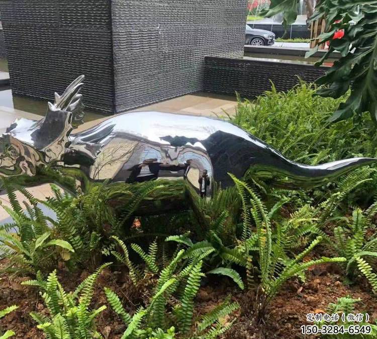 藝術(shù)恐龍雕塑觀賞型，街景小品，鏡面恐龍雕塑主題常用
