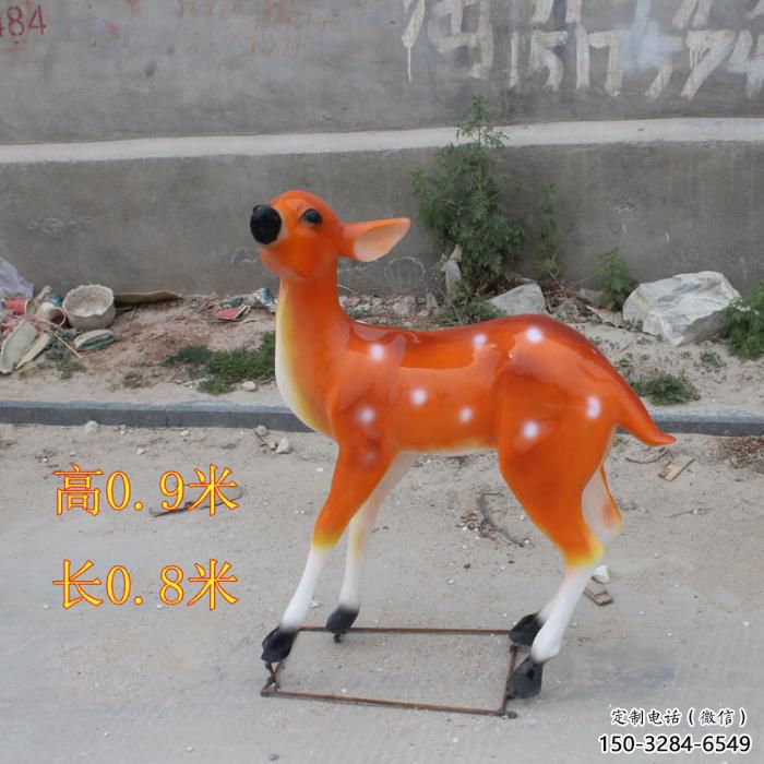 大型小鹿雕塑，彩繪工藝，玻璃鋼動(dòng)物雕塑擺件