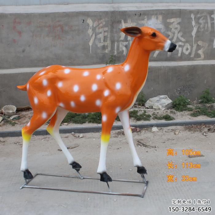 廣場小鹿雕塑，彩繪工藝，玻璃鋼動物雕塑廠家