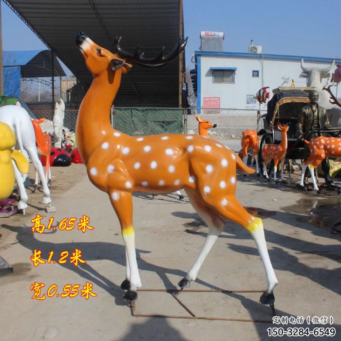 戶外小鹿雕塑制作，彩繪動物雕塑，玻璃鋼景觀雕塑