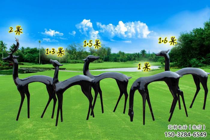 抽象小鹿雕塑專供，美陳雕塑，仿銅小鹿雕塑預(yù)定