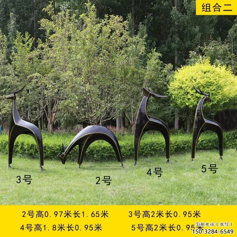 小鹿雕塑批發(fā)，幾何動物雕塑，抽象小鹿雕塑標(biāo)準(zhǔn)