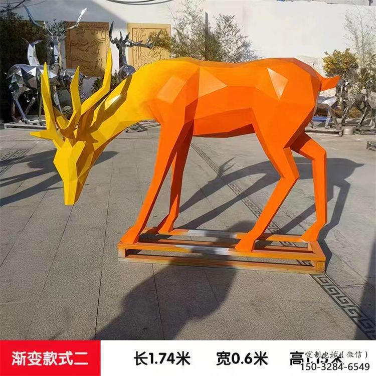 小鹿雕塑訂做，景區(qū)雕塑，烤漆小鹿雕塑定價(jià)