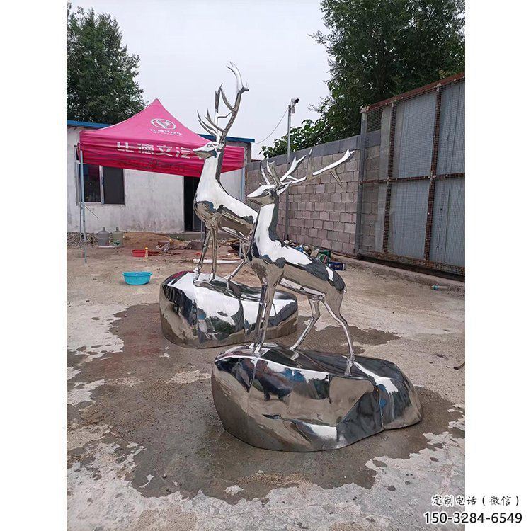 廣場(chǎng)小鹿雕塑批發(fā)，廣場(chǎng)系列，鏡面小鹿雕塑定價(jià)