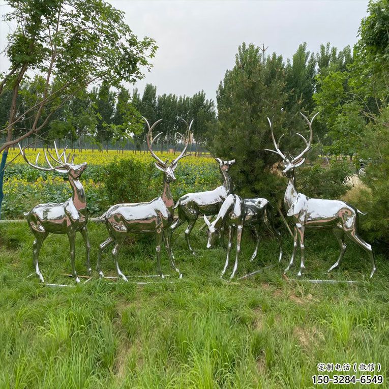 制造小鹿雕塑定價，地標(biāo)擺件，鏡面小鹿雕塑精選