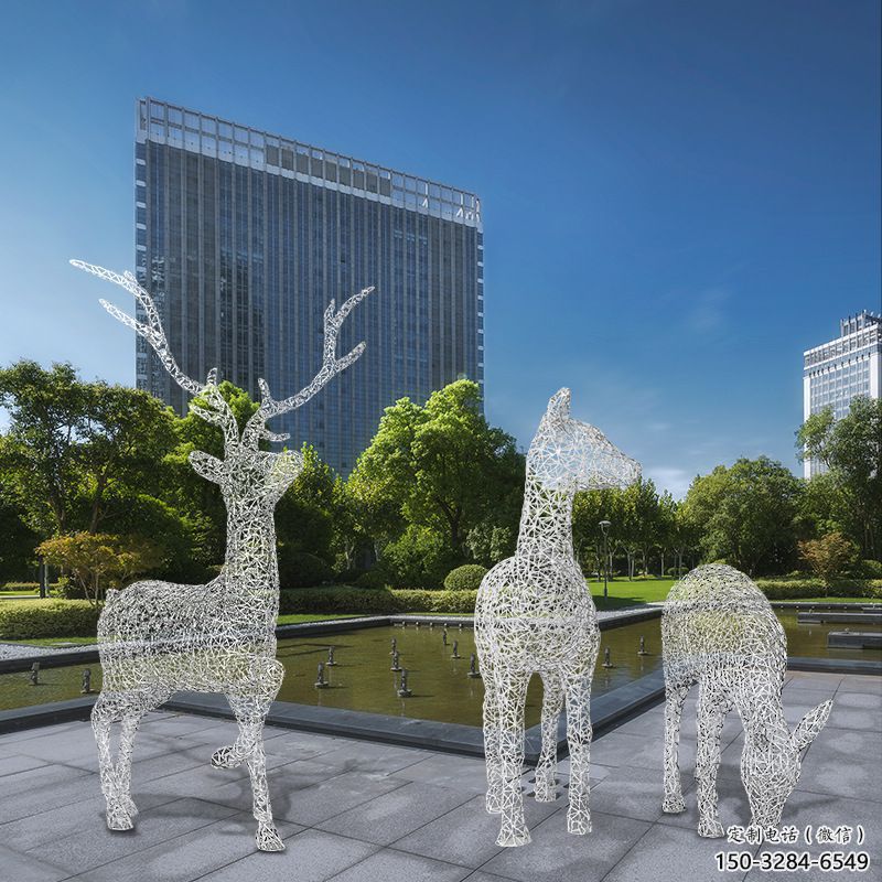 梅花鹿雕塑常用，景觀概念，鏤空梅花鹿雕塑展品