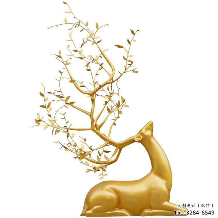 烤漆梅花鹿雕塑生產(chǎn)，廣場雕塑，仿真梅花鹿雕塑展品