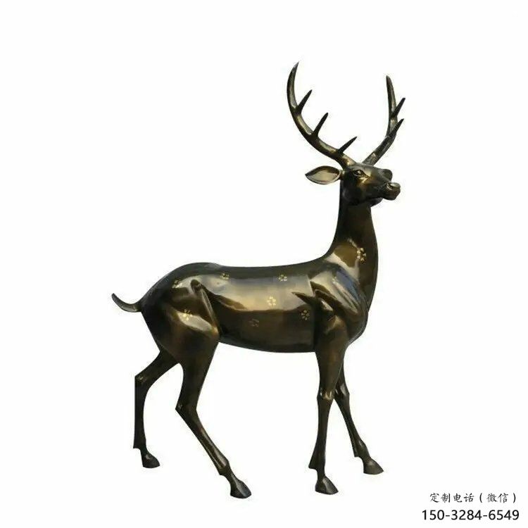 銅梅花鹿雕塑提供，園林裝飾，小區(qū)梅花鹿銅雕塑承接