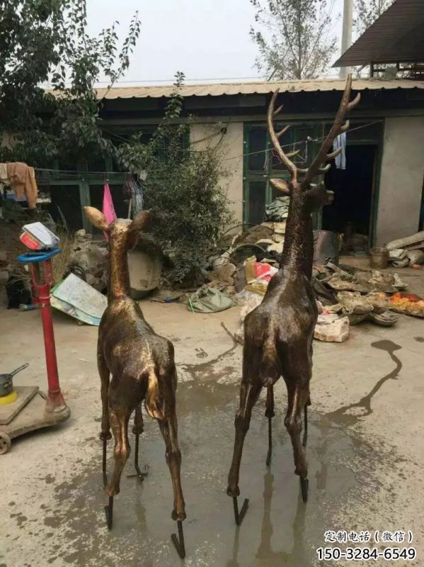庭院馴鹿雕塑，鍍金歐式雕塑，網(wǎng)格形式