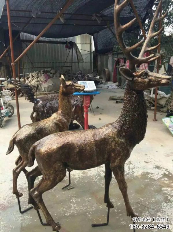 銅鹿雕塑，鑄銅動物雕塑