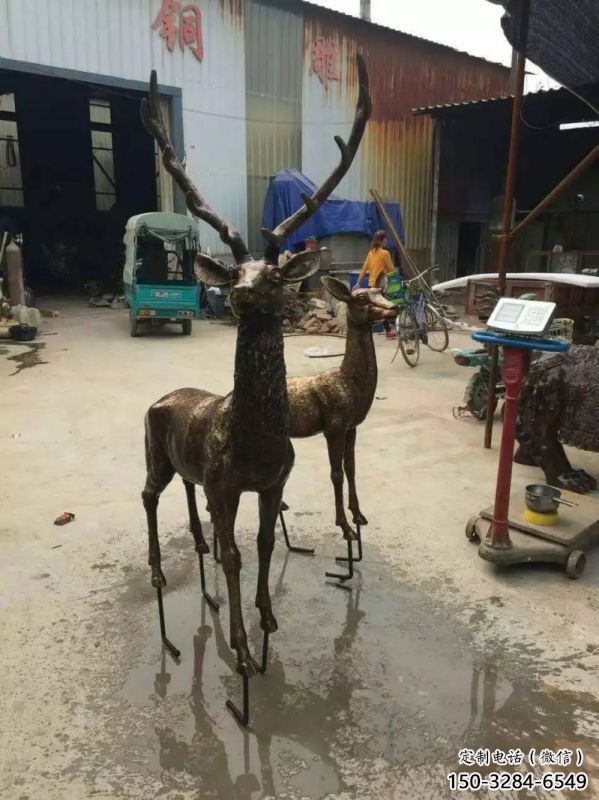 銅鹿雕塑，鑄銅動物雕塑