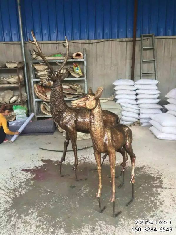 銅鹿雕塑，鑄銅動物雕塑