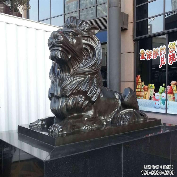 大門(mén)口獅子雕塑，仿銅玻璃鋼獅子雕塑加工制作