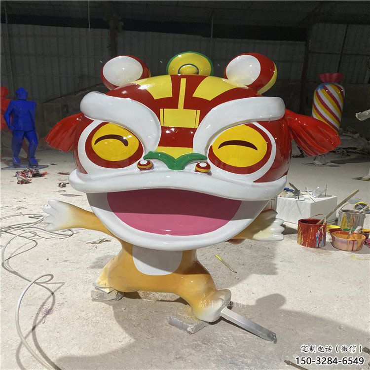 兒童樂園獅子雕塑，動漫景觀雕塑，卡通玻璃鋼景觀雕塑