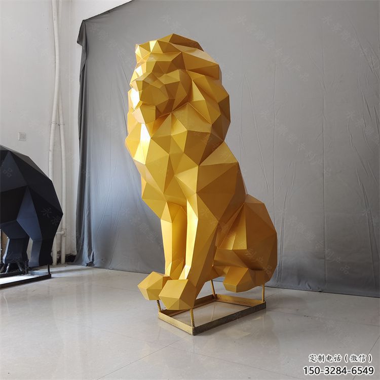 景觀獅子雕塑供應，切面動物雕塑，不銹鋼獅子雕塑供求