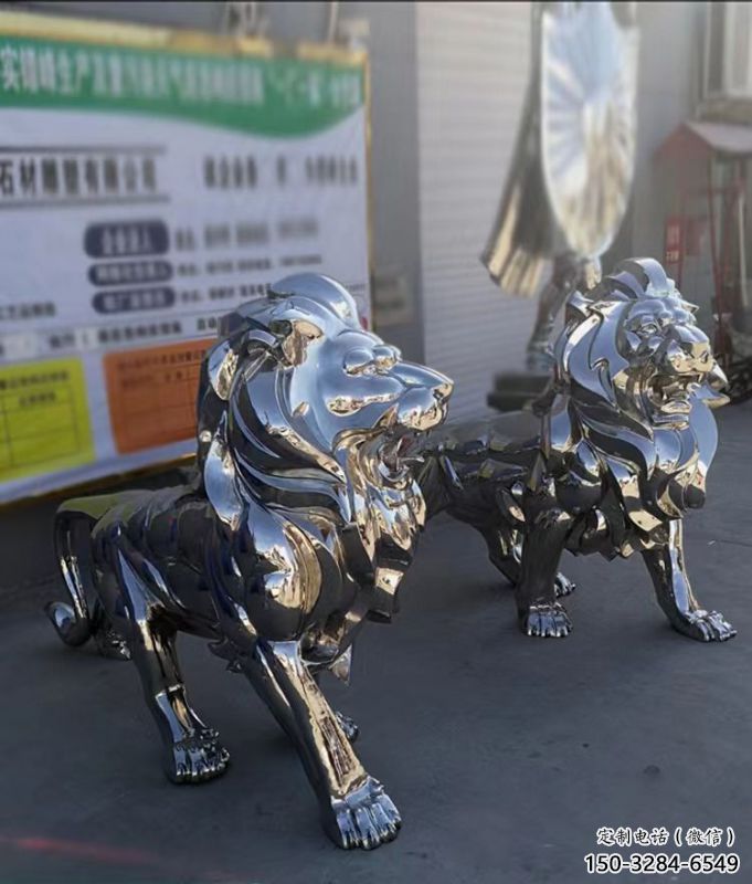 雕塑獅子景觀制造，街景小品，不銹鋼獅子雕塑優(yōu)價