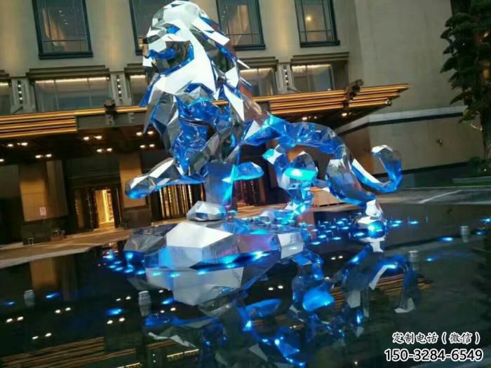切面獅子雕塑通用，街景小品，不銹鋼獅子雕塑制造