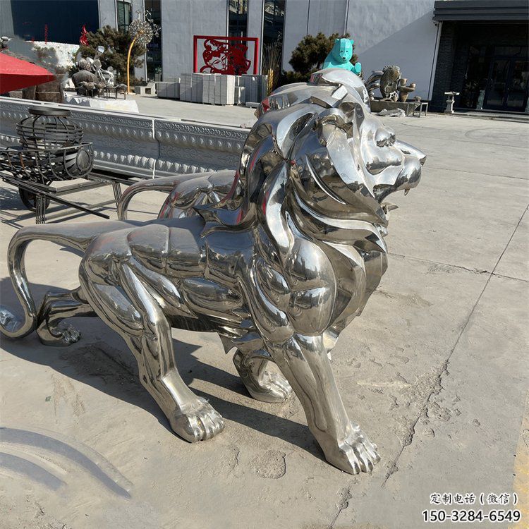 藝術(shù)獅子雕塑觀賞型，街景小品，不銹鋼獅子雕塑常用