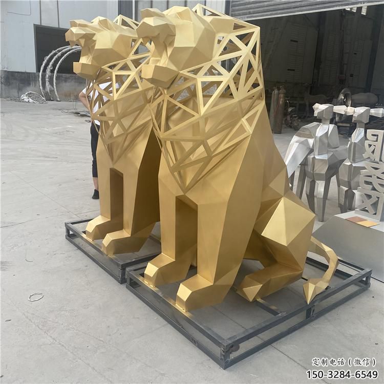 廣場獅子雕塑批發(fā)，動物系列，不銹鋼獅子雕塑制作