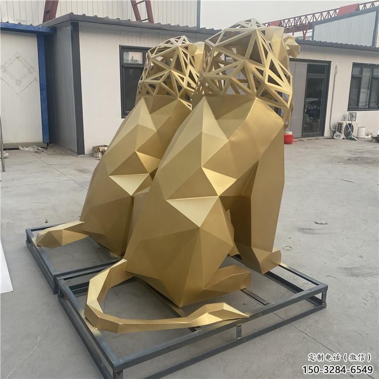景觀獅子雕塑制造，歐式風格，不銹鋼獅子雕塑定價