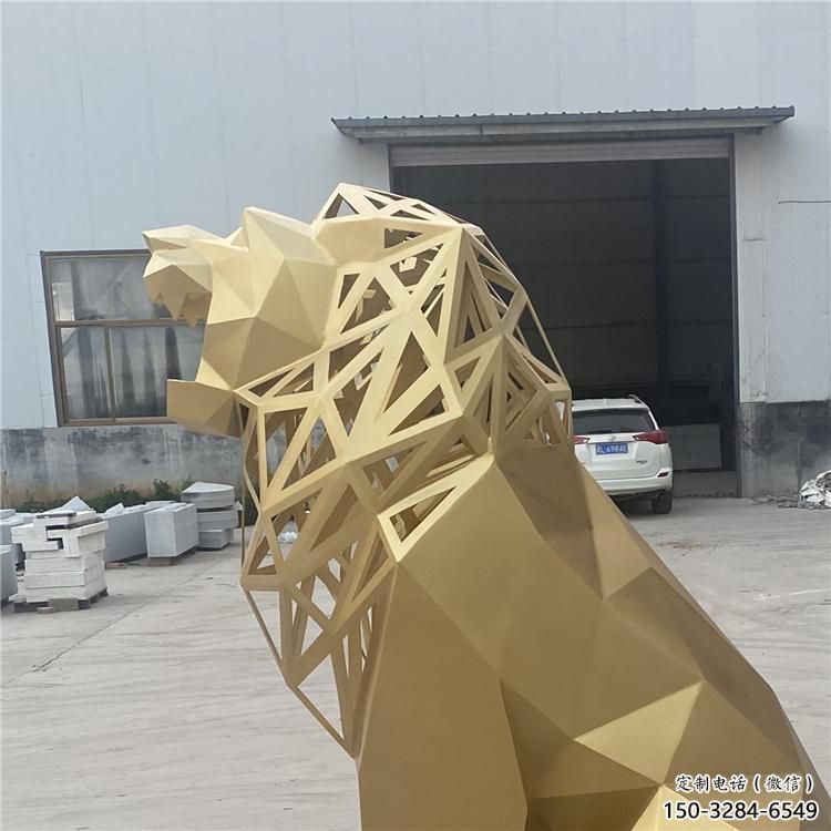 獅子雕塑擺件，烤漆工藝制作，大型不銹鋼獅子雕塑公司