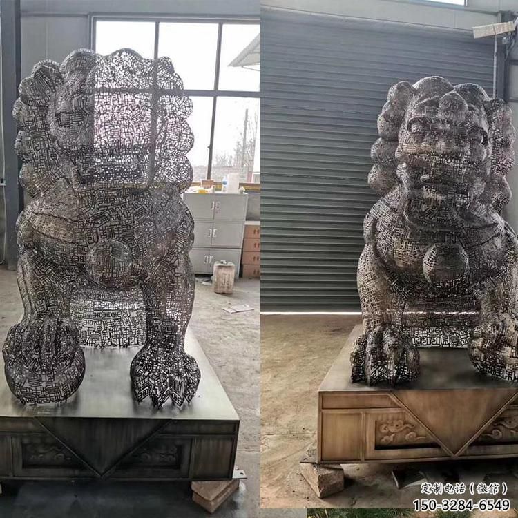 透雕獅子雕塑常用，鏤空概念，不銹鋼獅子雕塑展品