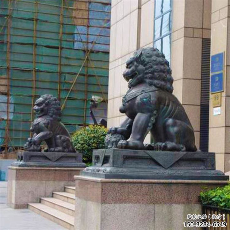 大門口獅子雕塑提供，美陳雕塑，鑄銅蹲獅雕塑承接