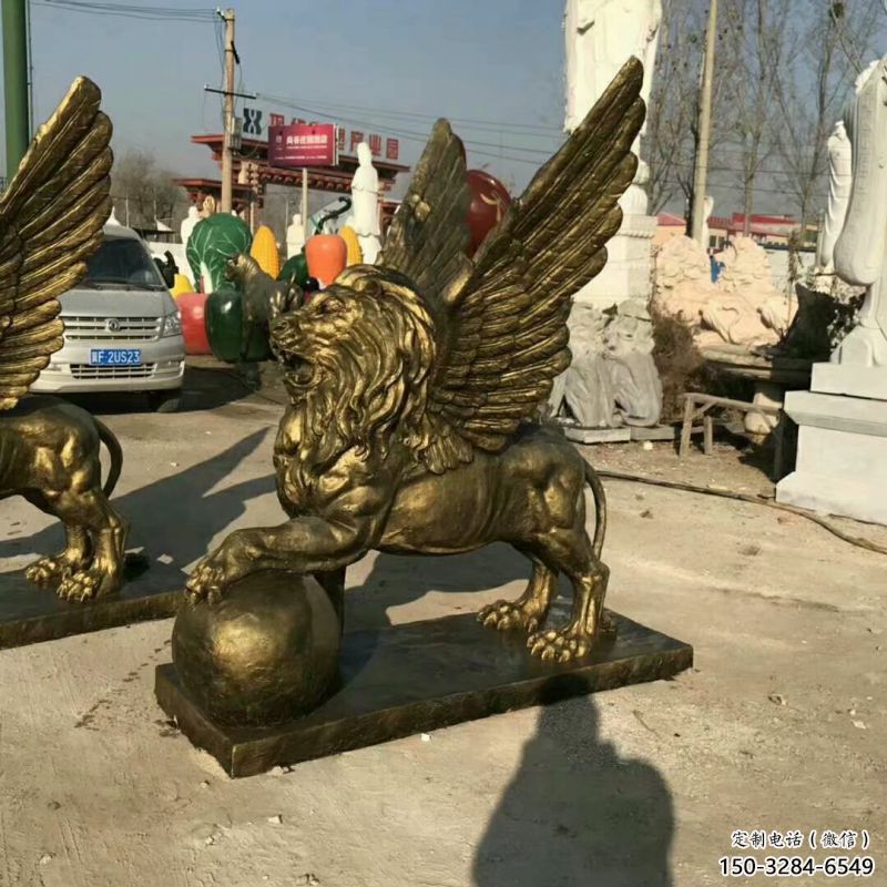 大型獅子雕塑公司，花園小品，飛獅雕塑裝飾提供