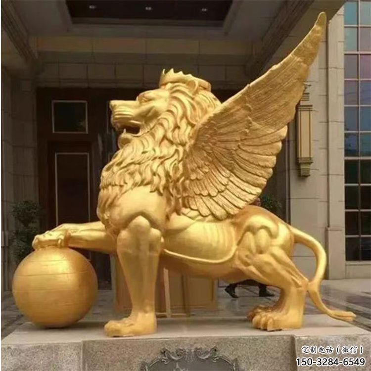戶外獅子雕塑通用，鑄銅藝術(shù)，黃銅飛獅雕塑供應(yīng)